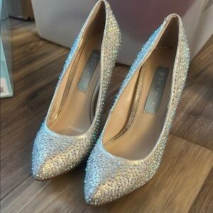 Betsey Johnson Silver Glitter Heels